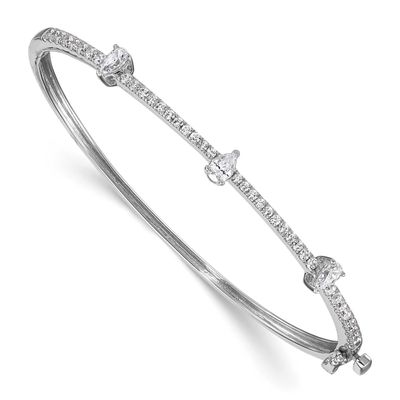 Lab Grown Diamond VS/SI FGH Round &amp; Pear Bangle 14k White Gold, BM10529-125-WLG,