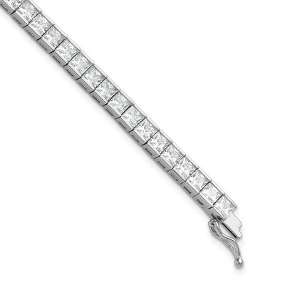 Square 3.5mm x 3.5mm CZ 54 Stone 8 inch Bracelet Sterling Silver Rhodium-plated, QSH186-8, 19690434