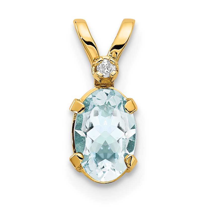 Diamond &amp; Aquamarine Birthstone Pendant 14k Gold, XBE158, 883957241791