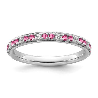Pink Tourmaline/Diamond Ring 14k White Gold, SK2210-8,