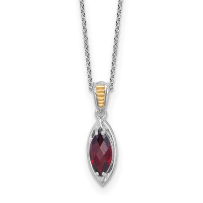 Shey Couture with 14k Accent Marquise Garnet Navette 18 inch with 2 inch Extension Necklace Sterlin