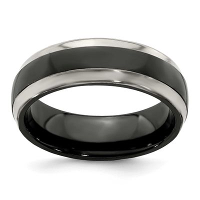 Edward Mirell Black Ti Polished Domed with Cut Edges 7mm Band Titanium, EMR129-6.5, 886774317755