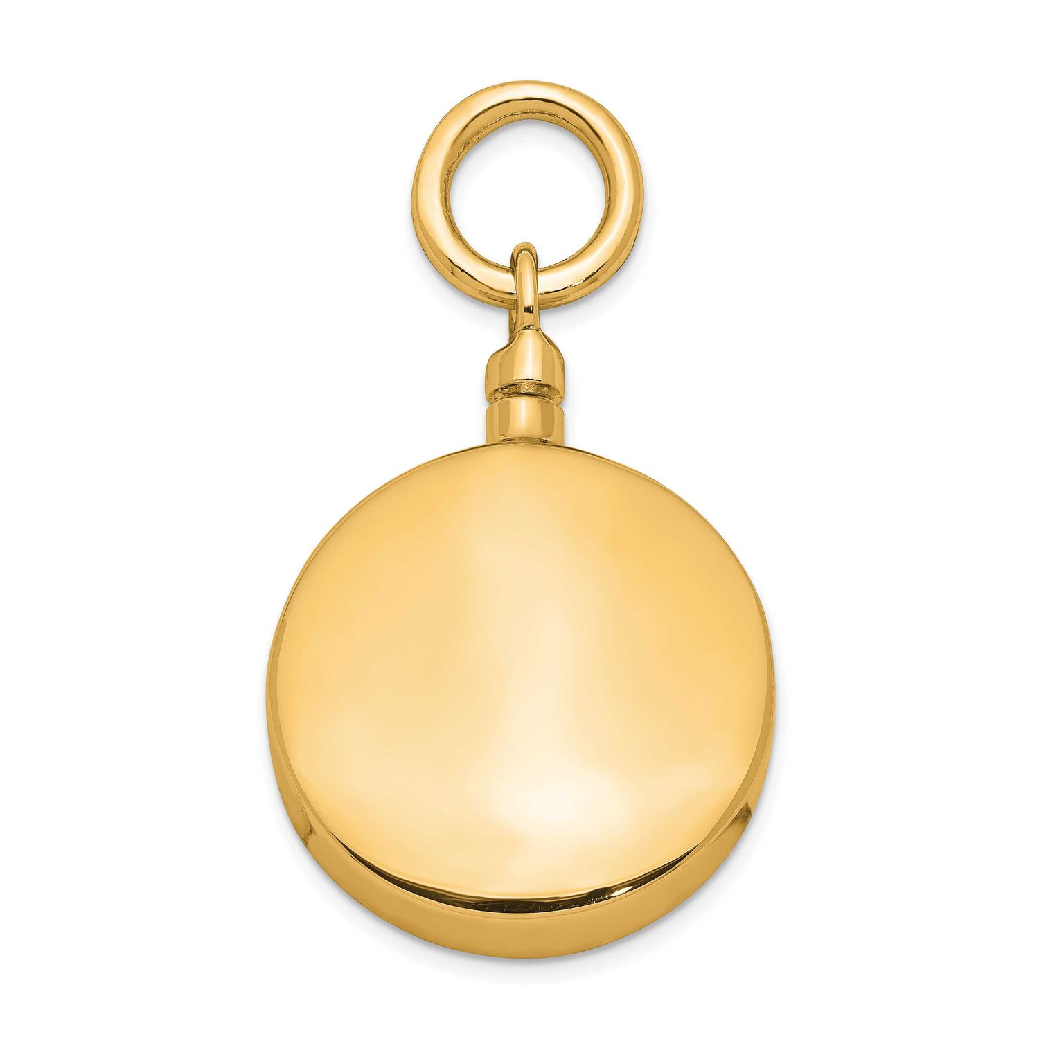 Gold-tone Polished Round Ash Holder Pendant Sterling Silver, QC8402GP,