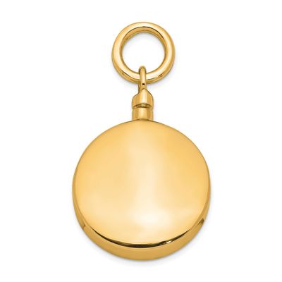 Gold-tone Polished Round Ash Holder Pendant Sterling Silver, QC8402GP,