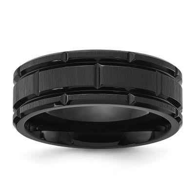 Polished Black IP-plated 8mm Band Stainless Steel Brushed, SR702-9, 196904257258