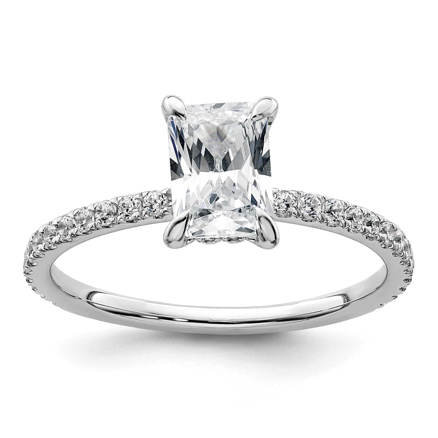 Lab Grown Diamond VS/SI FGH Flair Radiant Semi Engagement Ring 14k White Gold, RM10538-100-WLG,