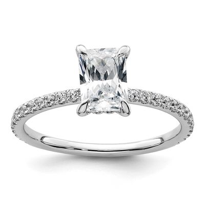 Lab Grown Diamond VS/SI FGH Flair Radiant Semi Engagement Ring 14k White Gold, RM10538-100-WLG,