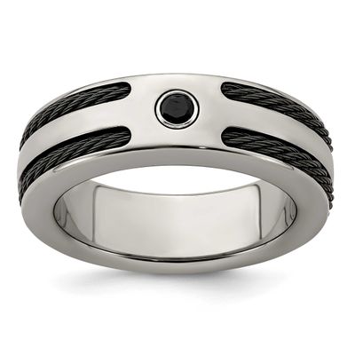 Edward Mirell Spinel Argentium Silver Bezel &amp; Cable 7mm Ring Titanium, EMR252-11.5, 886774311487