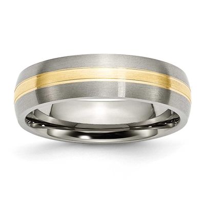 14k Gold Inlay 6mm Grooved Band Titanium Brushed, TB140-12.5, 883957775999
