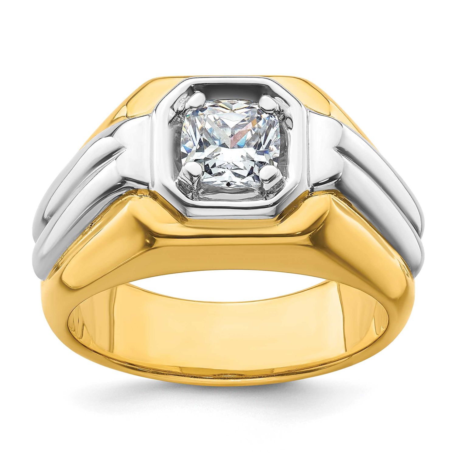 IBGoodman Men&#39;s Polished Complete Lab Grown VS/SI FGH Diamond Ring 14k Two-tone Gold, B220094A-4YWL