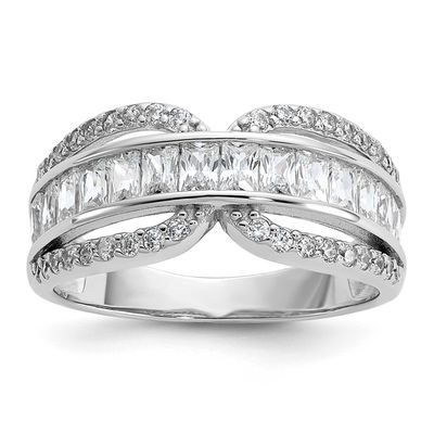 Cheryl M Polished Fancy CZ Ring Sterling Silver Rhodium-plated, QCM1762-7, 196904277416