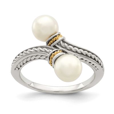 Shey Couture with 14k Accent 6-7mm Freshwater Cultured Pearl Ring Sterling Silver, QTC1531-8, 88395