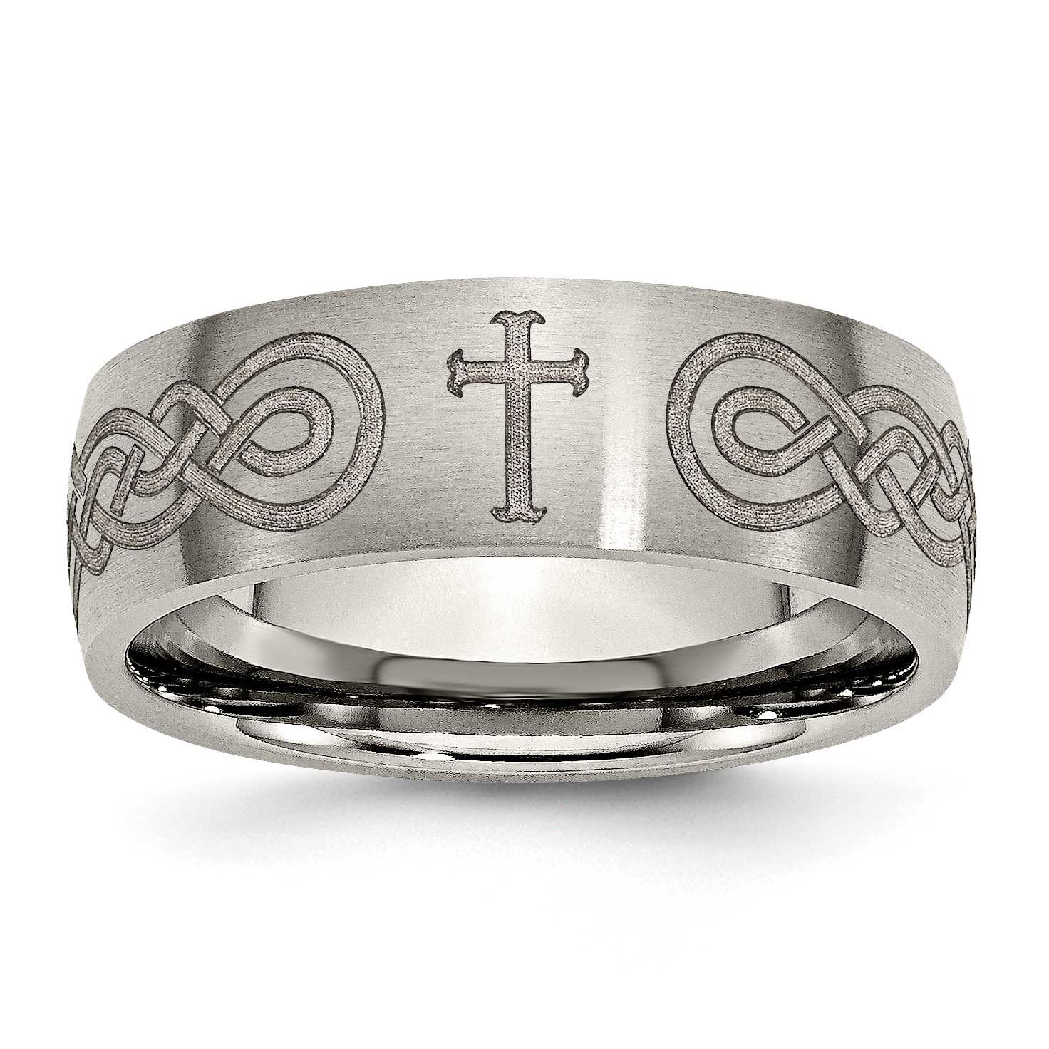 Cross Laser Design 8mm Band Titanium Brushed, TB26P-9, 886774053301