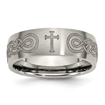 Cross Laser Design 8mm Band Titanium Brushed, TB26P-9, 886774053301
