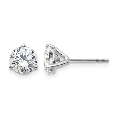 1 3/4 carat total weight Round VS/SI DEF Lab Grown Diamond 3 Prong Stud Post Earrings 14k White Gol