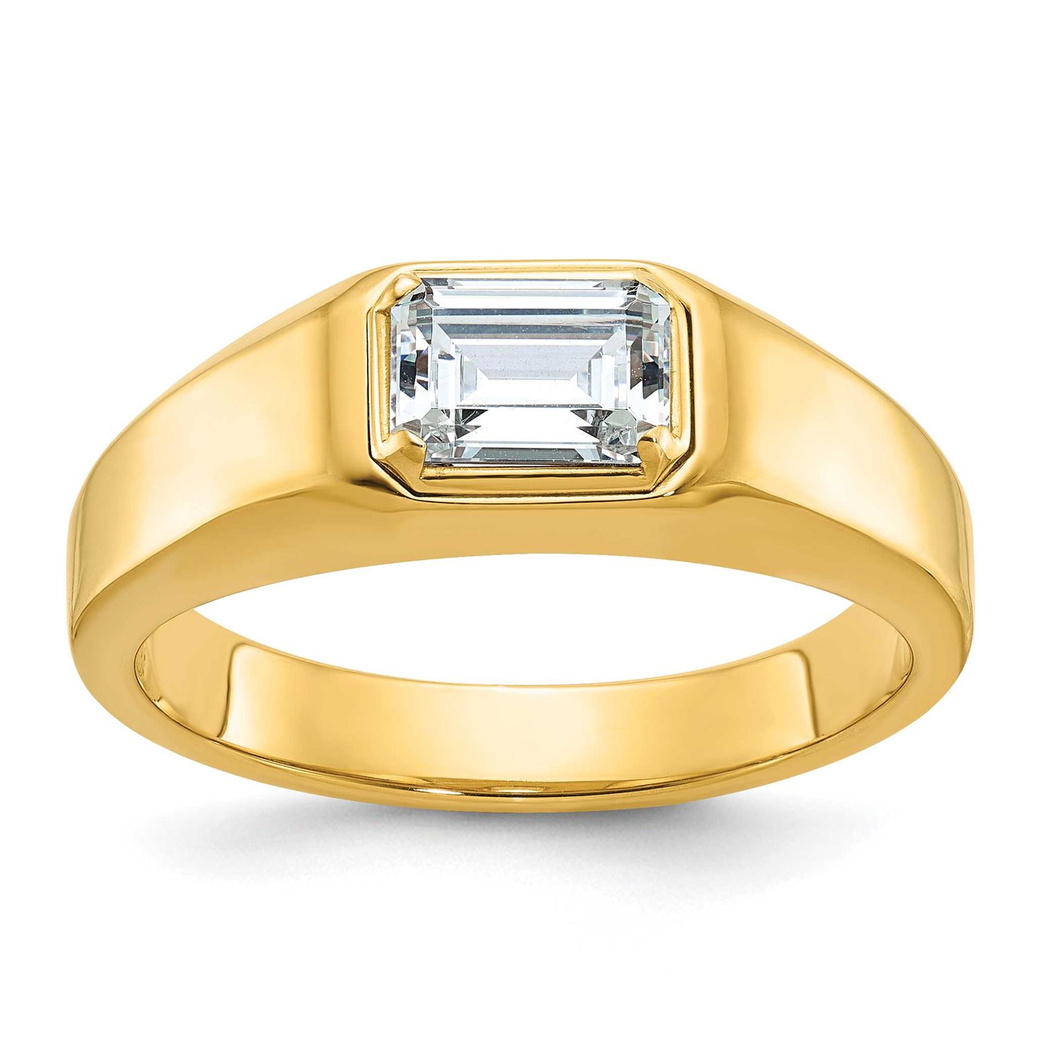 IBGoodman Men&#39;s Polished 1 Carat Emerald-cut Lab Grown Diamond Ring 14k Gold, B64243-4YLG, 19690432