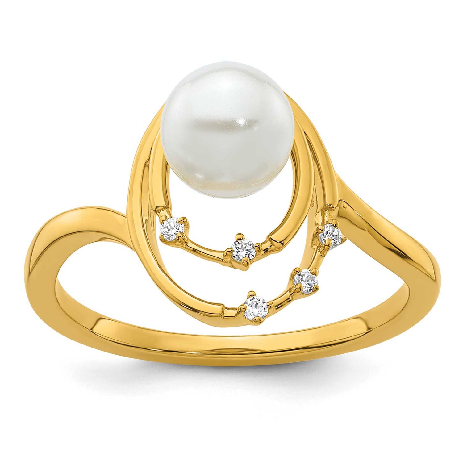 Diamond and Pearl Ovals Fashion Ring 14k Gold Polished, RM10174-004-YAA,