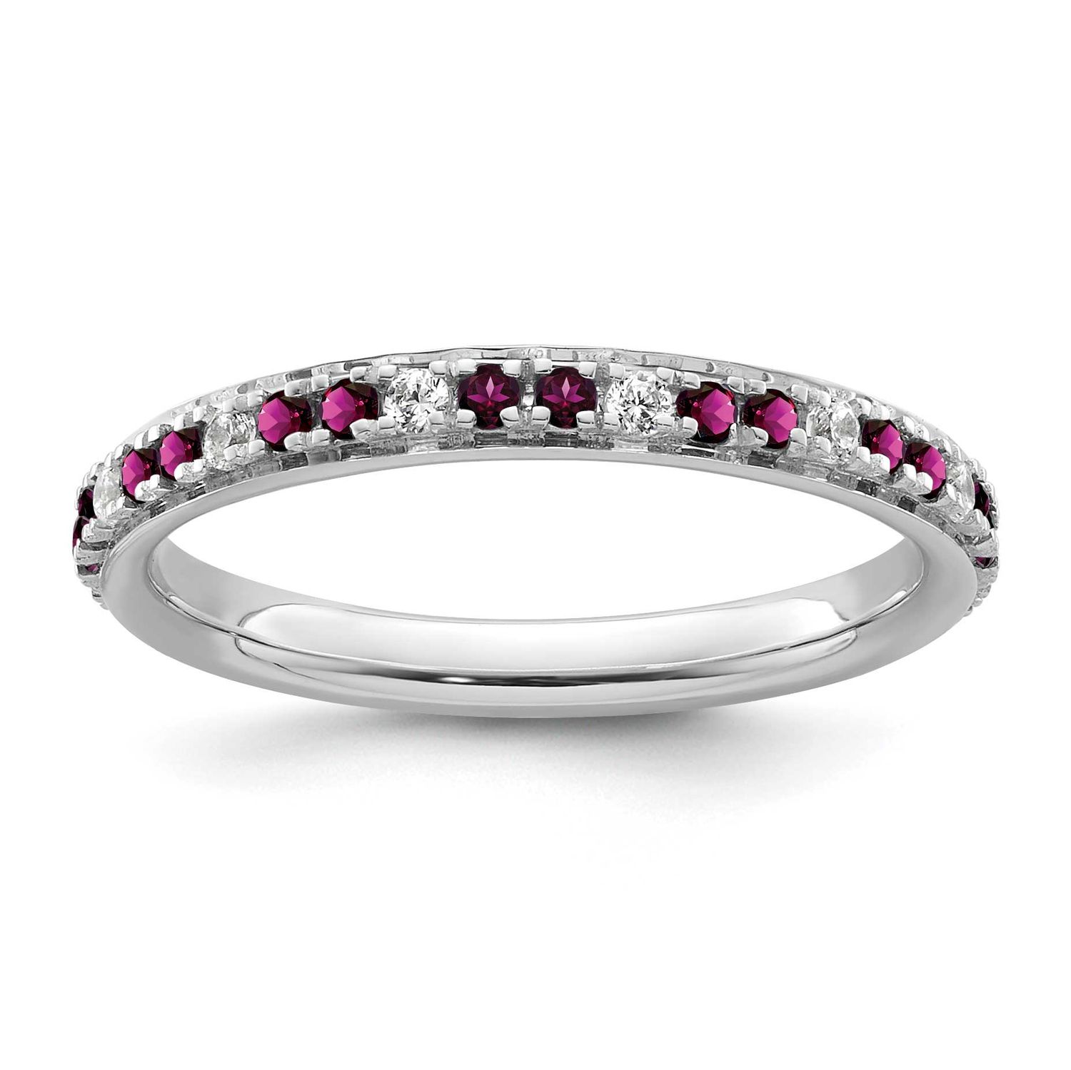 Rhodolite Garnet and Diamond Ring 14k White Gold, SK2204-6,