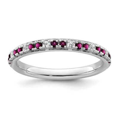 Rhodolite Garnet and Diamond Ring 14k White Gold, SK2204-6,