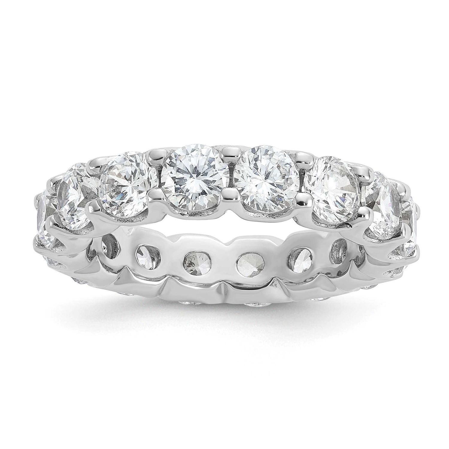 4.25mm CZ 16 Stone Eternity Band Sterling Silver Rhodium-plated, QSH153-8,