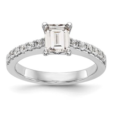 True Origin 1/3 carat Lab Grown Diamond VS D E F Semi Mount Emerald Engagement Ring 14k White Gold,