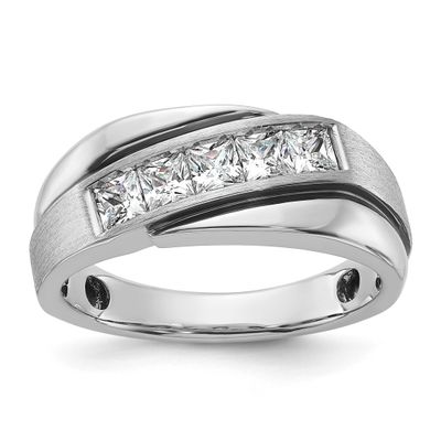 Black RHBGoodman Men&#39;s Polish/Brushed Complete Lab Grown VS/SI FG Ring 14k White Gold, B64012-4WLG,