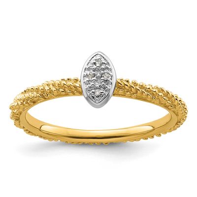 Diamond Yellow Gold Plated Ring Sterling Silver, QSK1832-5, 886774375236
