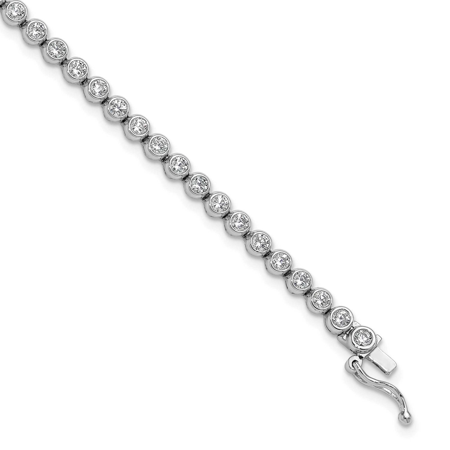 Bezel Set 2.3mm CZ 48 Stone 7 inch Bracelet Sterling Silver Rhodium-plated, QSH174-7, 196904314012