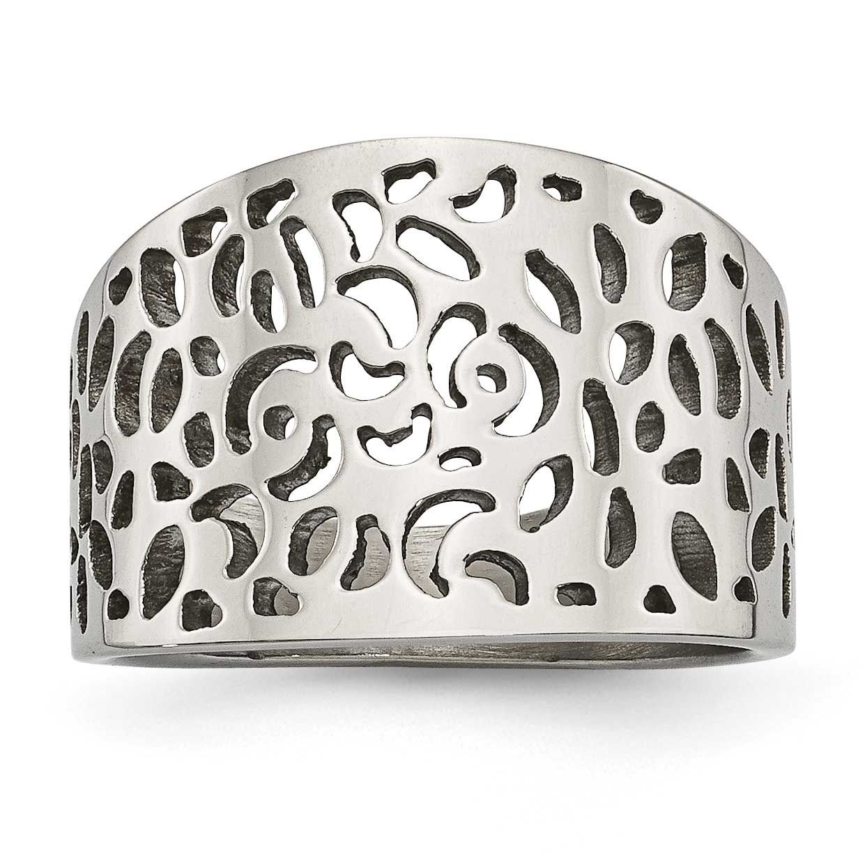 Cut-out design Ring Stainless Steel Polished, SR612-6,
