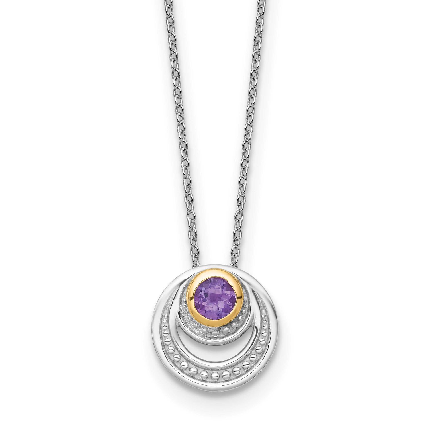 Shey Couture with 14k Accent Round Amethyst Swirl Circle 18 inch with 2 inch Extension Necklace Ste