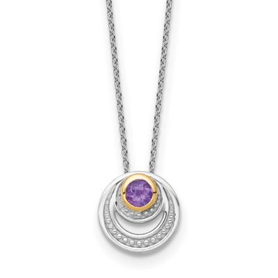 Shey Couture with 14k Accent Round Amethyst Swirl Circle 18 inch with 2 inch Extension Necklace Ste