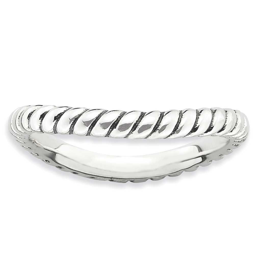 Antiqued Wave Ring Sterling Silver Polished, QSK829-8, 886774226446