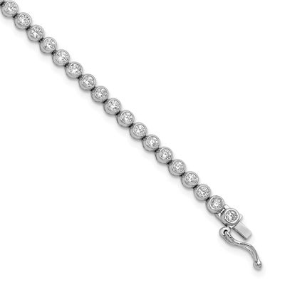 Bezel Set 2.3mm CZ 55 Stone 8 inch Bracelet Sterling Silver Rhodium-plated, QSH174-8, 196904314029