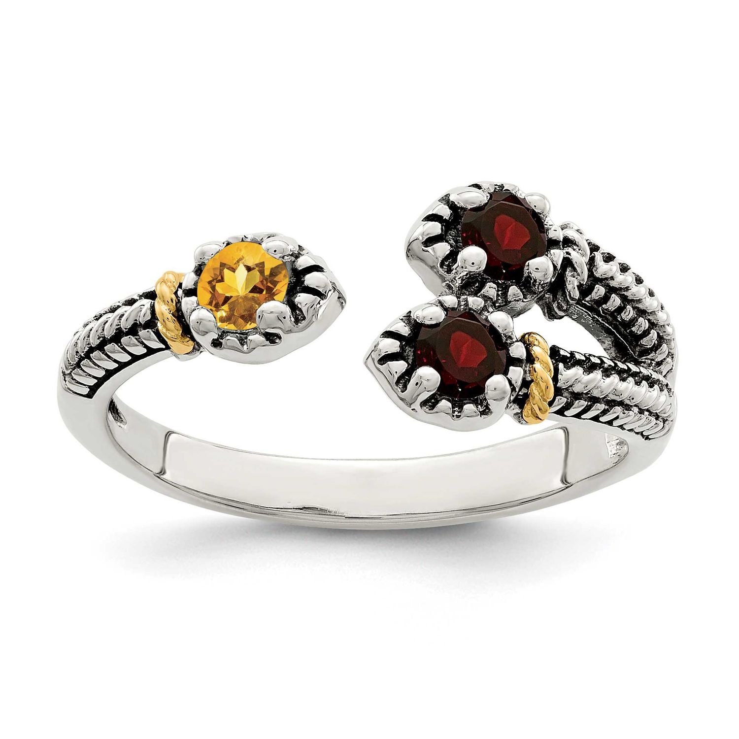 14k Accent Garnet &amp; Citrine Ring Sterling Silver, QTC1744-6, 883957344232