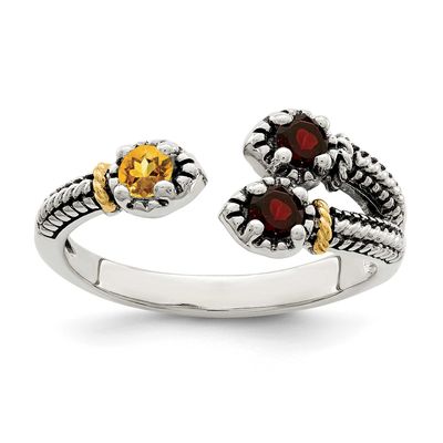 14k Accent Garnet &amp; Citrine Ring Sterling Silver, QTC1744-6, 883957344232