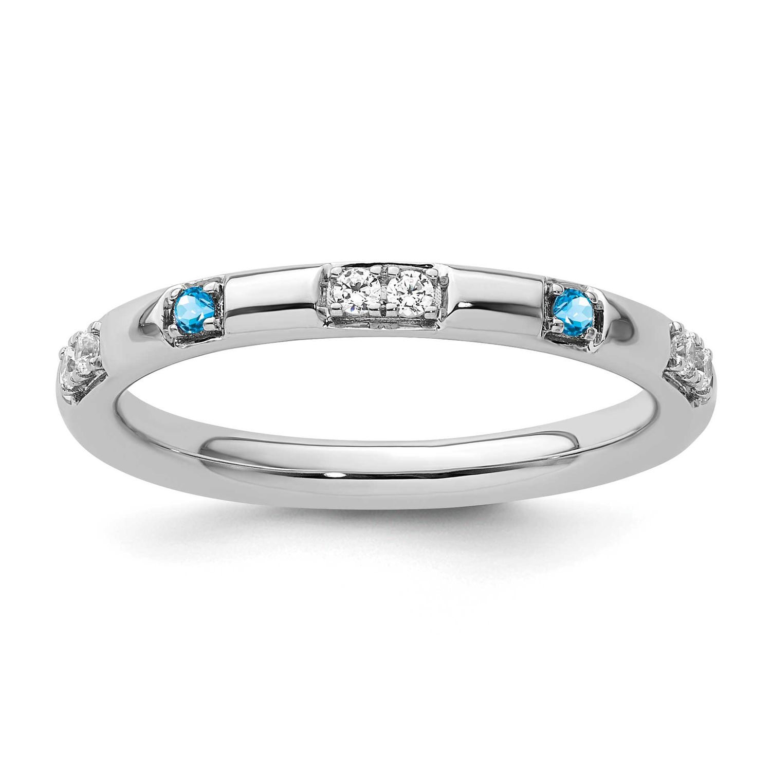 Blue Topaz and Diamond Ring 14k White Gold, SK2176-7,