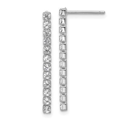 Cheryl M Polished CZ Post Dangle Earrings Sterling Silver Rhodium-plated, QCM1758, 196904276365
