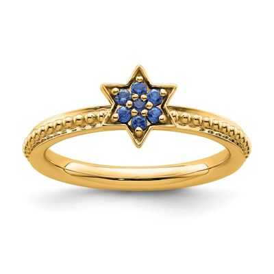 Created Sapphire Star Ring 14k Gold, SK2149-6,