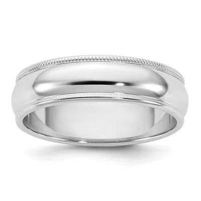 5.5mm Milgrain Half Round Band 10k White Gold, 1WM055-7,