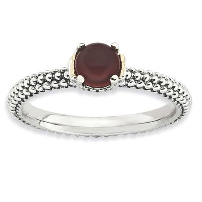 Red Agate Antiqued Ring Sterling Silver &amp; 14k, QSK852-8, 886774182254