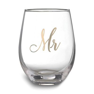 Lillian Rose Gold-tone MR. Stemless Wine Glass , GM21896, 710309451785