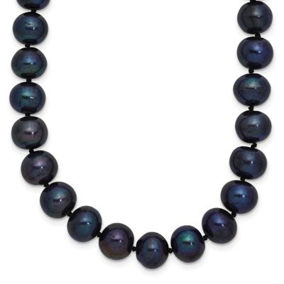 8-9mm Black Near-Round Freshwater Cultured Pearl 16 inch Necklace Sterling Silver Rhodium-plated, Q