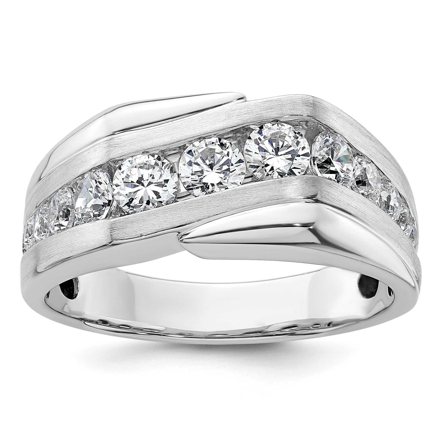 IBGoodman Men&#39;s Satin Complete Lab Grown VS/SI FGH Diamond Ring 14k White Gold, B220052-4WLG, 19690