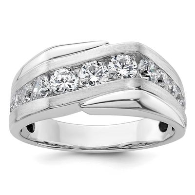 IBGoodman Men&#39;s Satin Complete Lab Grown VS/SI FGH Diamond Ring 14k White Gold, B220052-4WLG, 19690