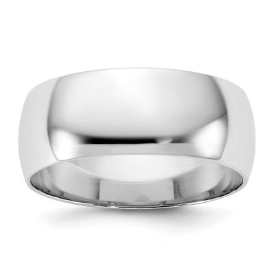 7.5mm Half Round Band 10k White Gold, 1WHRL075-9.5,