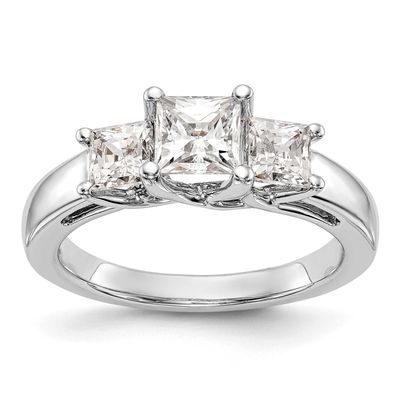 3-Stone Holds 3.4 carat 4.8mm Princess Center and 2-4.3mm Princess Sides Engagement Ring Mounting 1