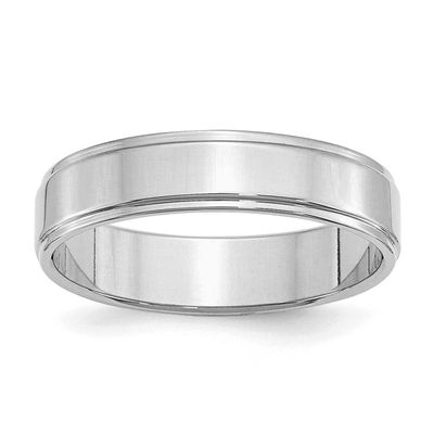 5mm Flat Step Edge Ring Sterling Silver Rhodium-plated, QWFE050RH-12,
