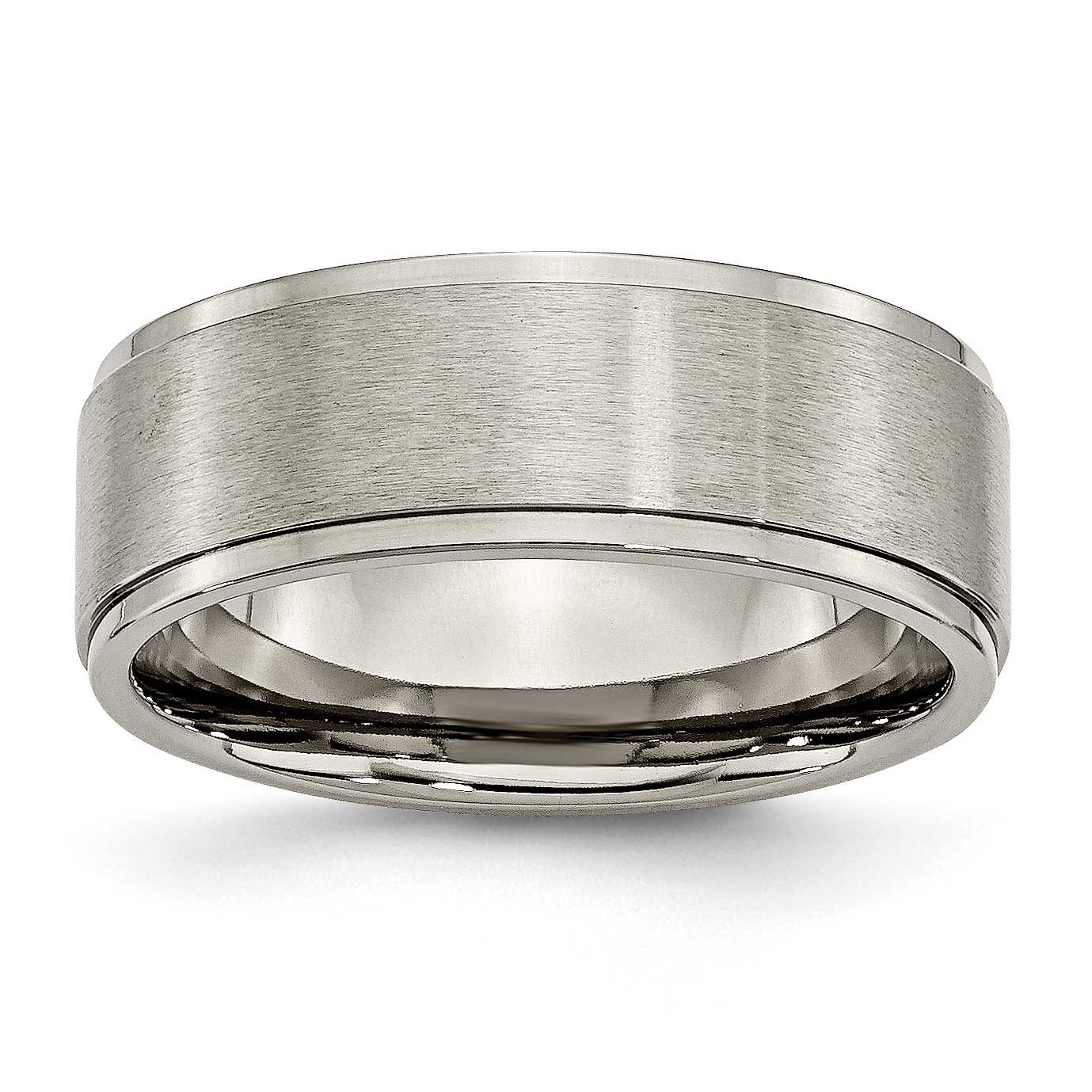 8mm Ridged Edge Band Titanium Brushed Center, TB198-11, 883957793795