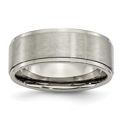 8mm Ridged Edge Band Titanium Brushed Center, TB198-11, 883957793795