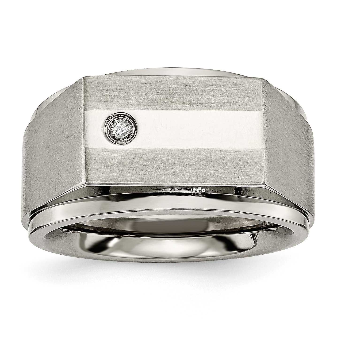 Satin and Polished 1/20 Carat Diamond Signet Band Titanium, TB263AA-10, 886774051024